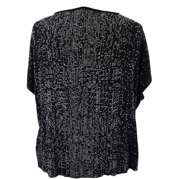 Eileen Fisher Black White Tencel Lyocell Boxy Knit Short Sleeve Top Lagenlook - Picture 2 of 9